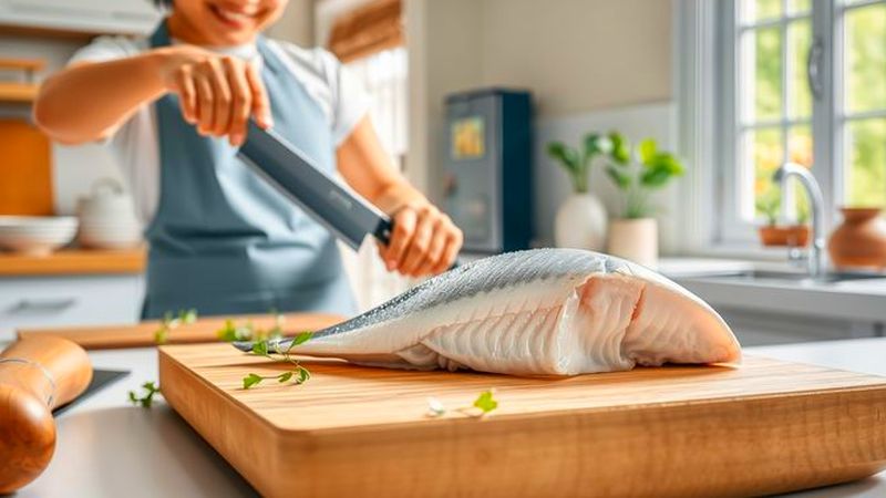 Un chef prepara delicadamente un pescado