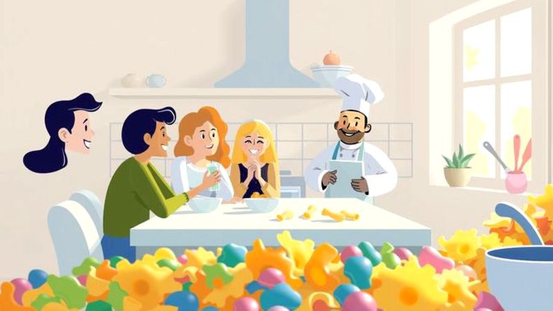 Cocina cálida y alegre con pasta