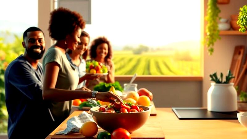 Una cocina soleada celebra sabores y amistad