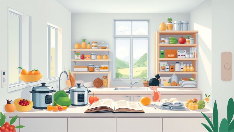 Una cocina acogedora planifica comidas familiares