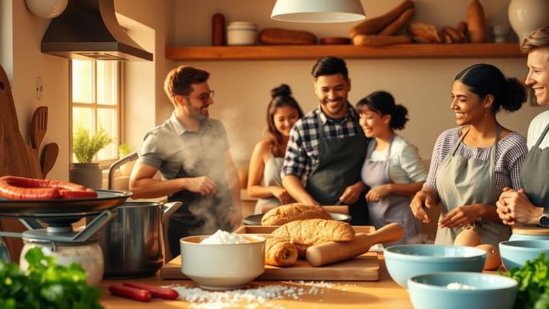 Cocina cálida y feliz