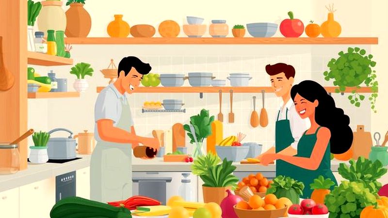 Una familia feliz cocina abundancia creativa