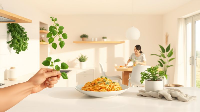 Una cocina acogedora prepara pasta felizmente