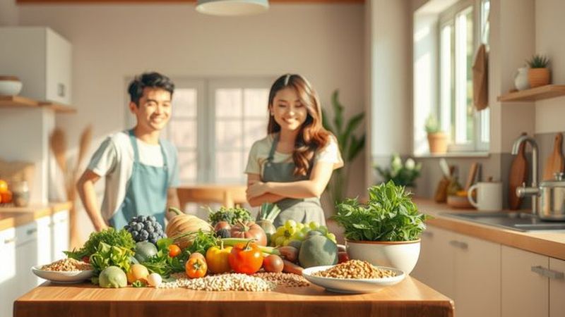 Una cocina cálida y acogedora ofrece un almuerzo sencillo