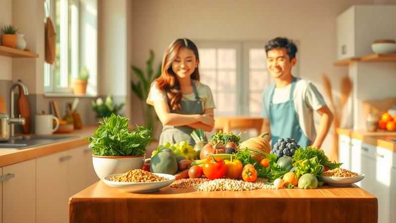Una cocina cálida y acogedora ofrece un almuerzo sencillo