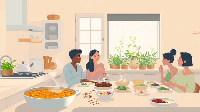 Una cocina acogedora ofrece curry y comunidad