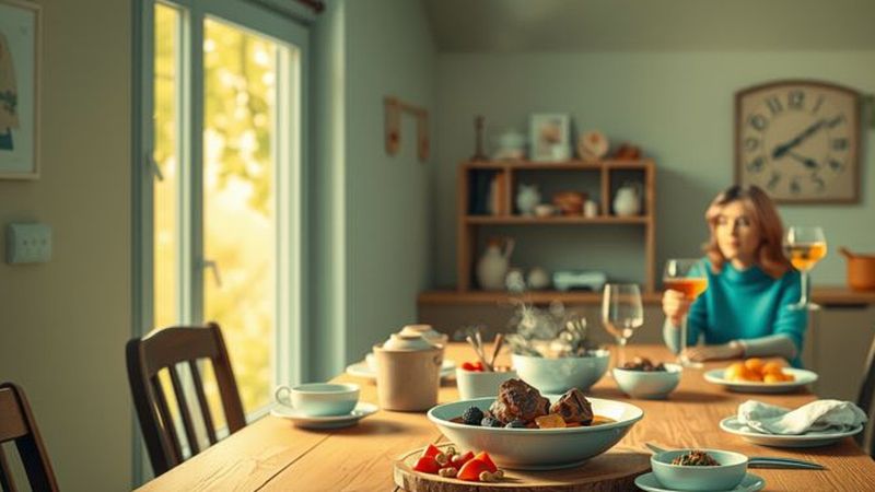 Una cocina acogedora celebra un nuevo año