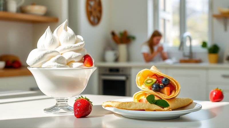 Una cocina luminosa sirve postres delicados y coloridos