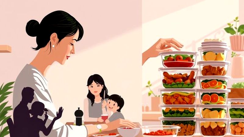 Mujer prepara comida con calma y armonía