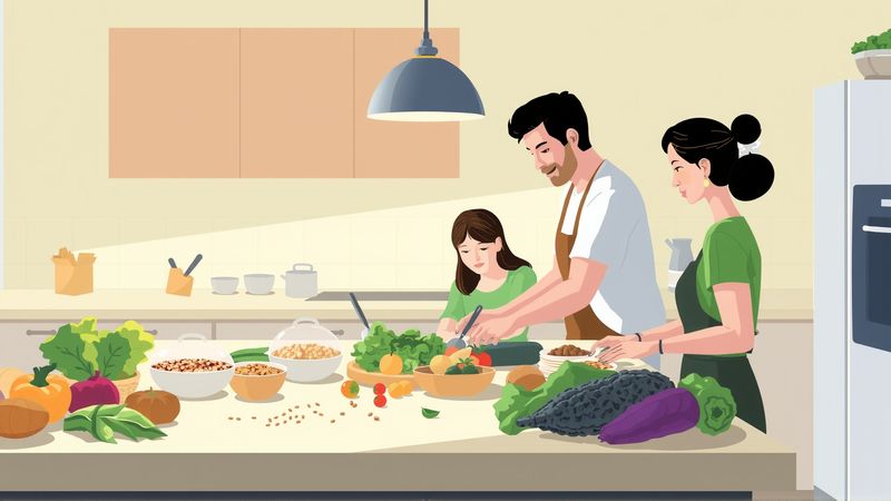 Un grupo cocina sano con armonía