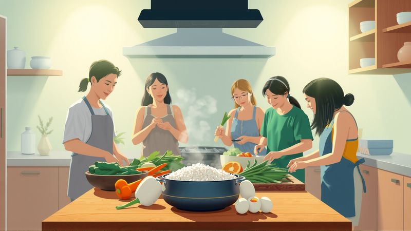 Cocina acogedora y colaborativa