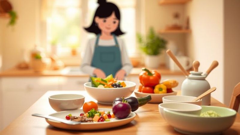 Una cocina acogedora prepara comida abundante