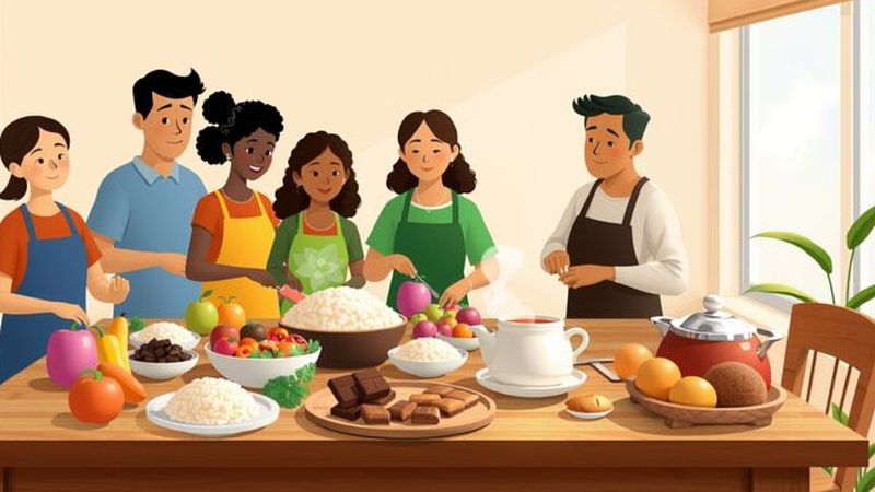 Una cocina acogedora comparte un festín